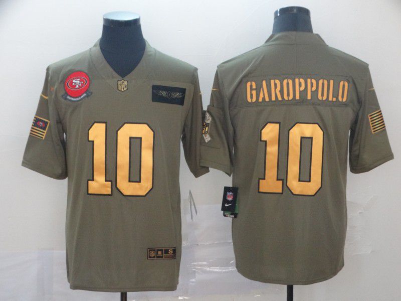 Men San Francisco 49ers #10 Garoppolo Gold Nike Olive Salute To Service Limited NFL Jersey->san francisco 49ers->NFL Jersey